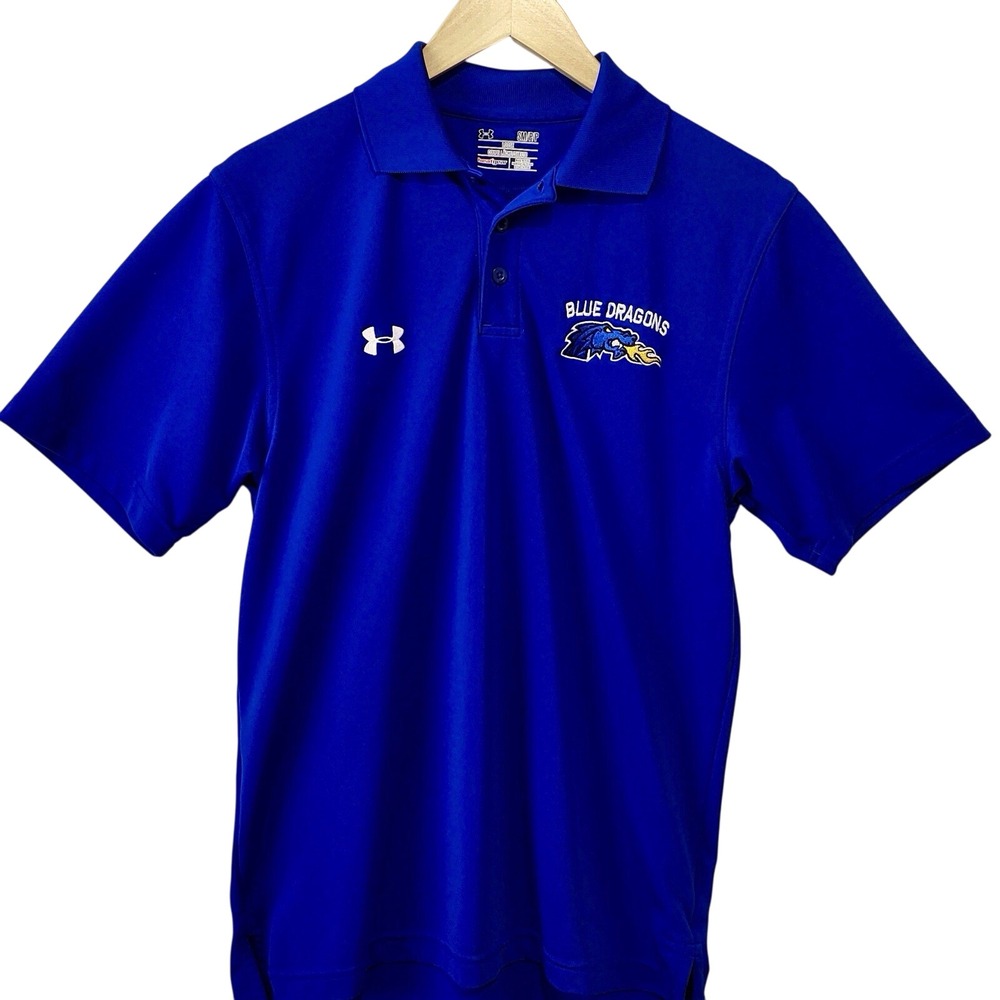 Under Armour‎ Blue Dragons Polo Shirt Men's Small Loose Heat Gear